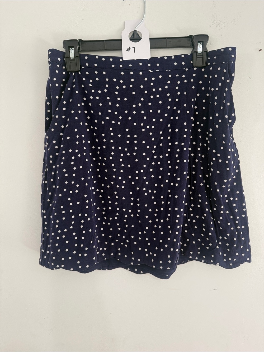Market & Spruce Navy and White Polka Dot Skater Skirt